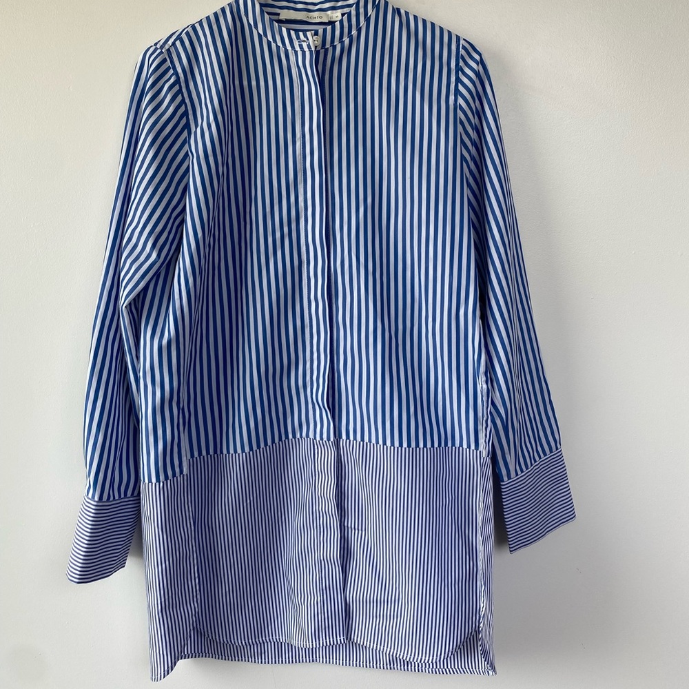 Achro Blue Striped Tunic Long Sleeved Top